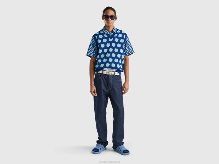 Heren Benetton blauw vest met appelpatroon blauw 4R621124