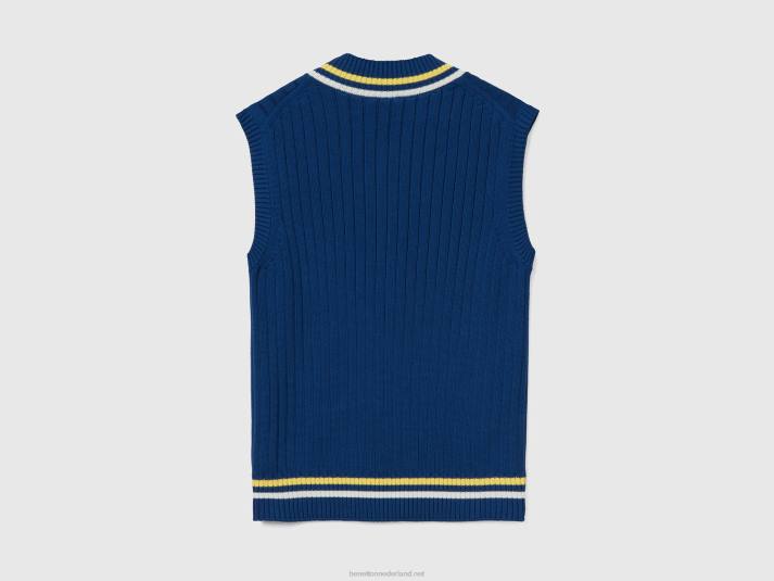 Heren Benetton blauw vest van puur katoen blauw 4R624363