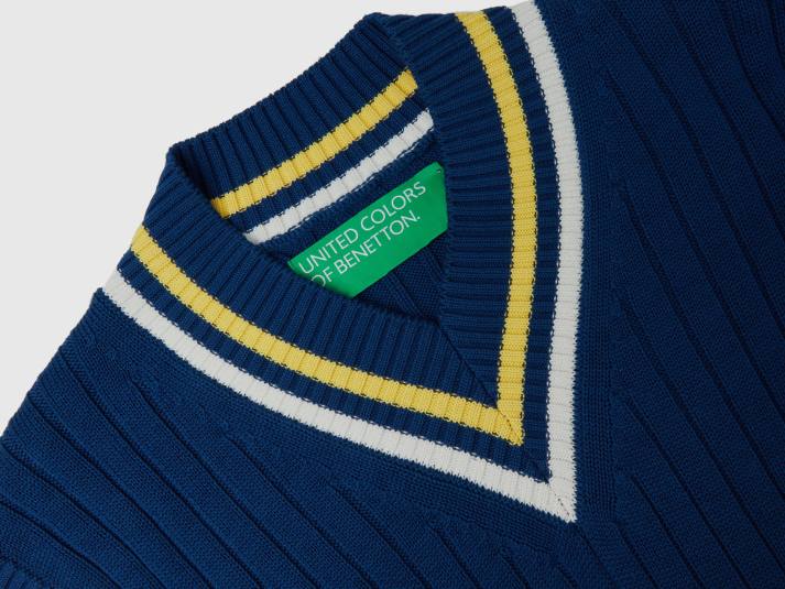 Heren Benetton blauw vest van puur katoen blauw 4R624363