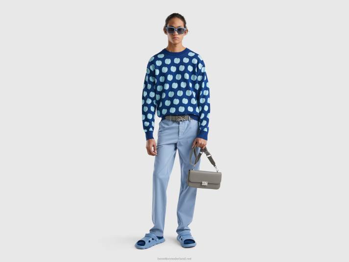 Heren Benetton blauwe trui met appelpatroon blauw 4R624407