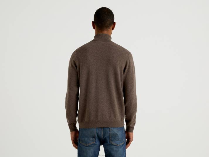 Heren Benetton bruine coltrui van zuivere merinowol bruin 4R626043