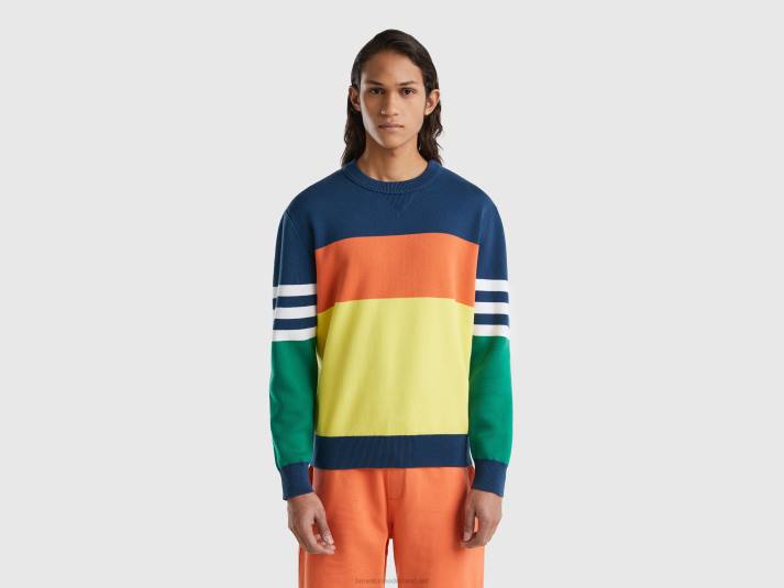 Heren Benetton colourblock sweater van een katoenmix veelkleurig 4R621136