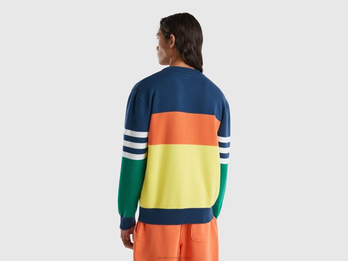 Heren Benetton colourblock sweater van een katoenmix veelkleurig 4R621136