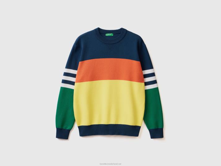 Heren Benetton colourblock sweater van een katoenmix veelkleurig 4R621136