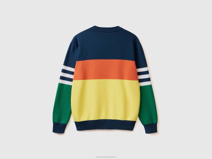 Heren Benetton colourblock sweater van een katoenmix veelkleurig 4R621136