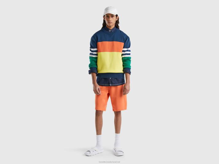 Heren Benetton colourblock sweater van een katoenmix veelkleurig 4R624375