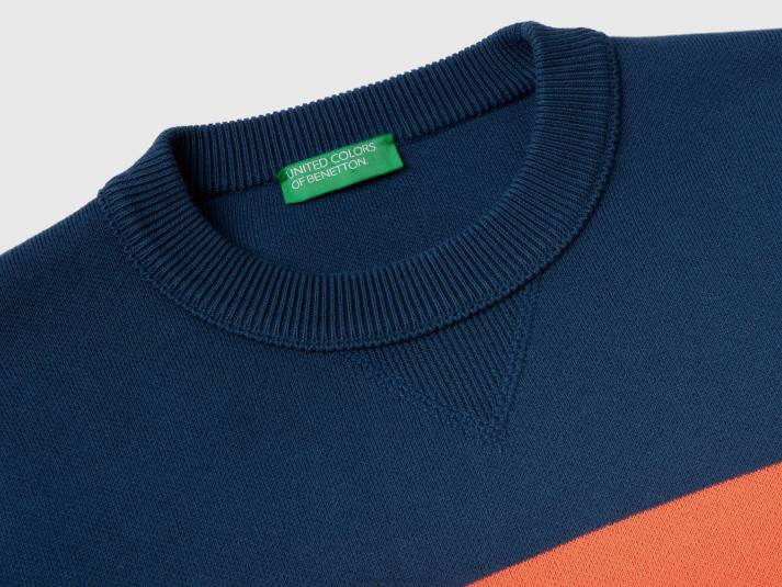 Heren Benetton colourblock sweater van een katoenmix veelkleurig 4R624375