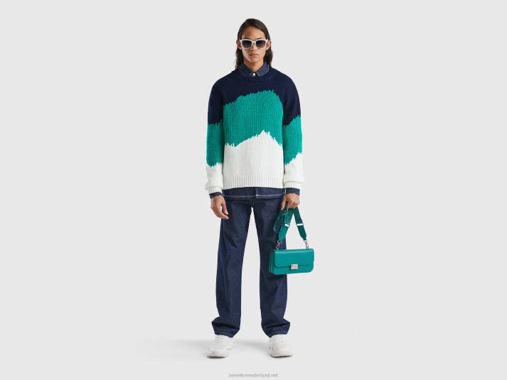 Heren Benetton colourblock trui groente 4R624392