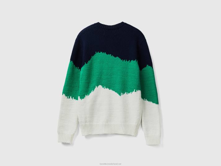 Heren Benetton colourblock trui groente 4R624392
