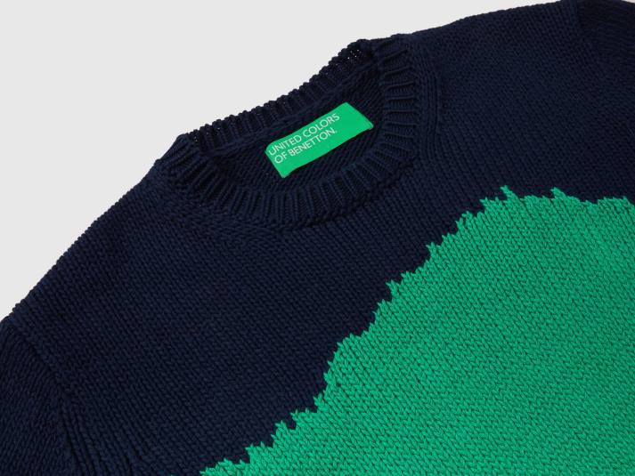 Heren Benetton colourblock trui groente 4R624392