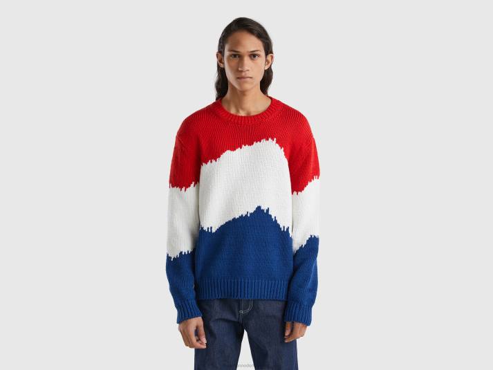 Heren Benetton colourblock trui rood 4R621138
