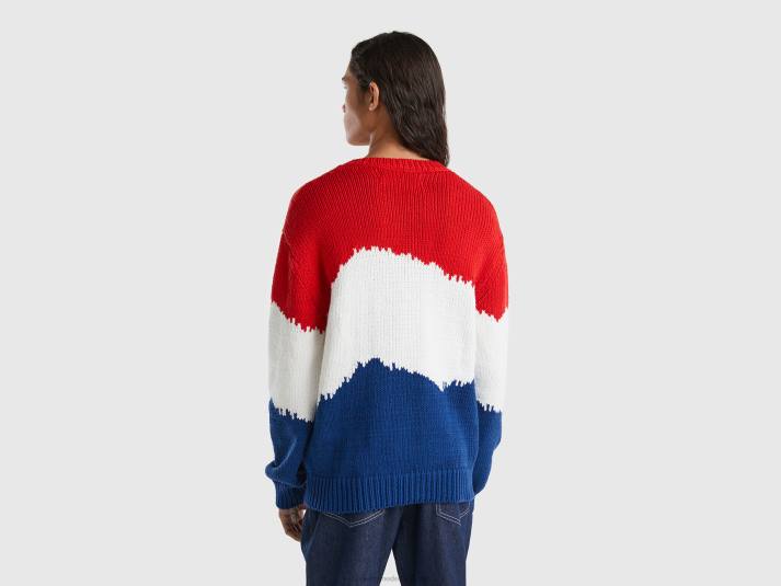 Heren Benetton colourblock trui rood 4R624376