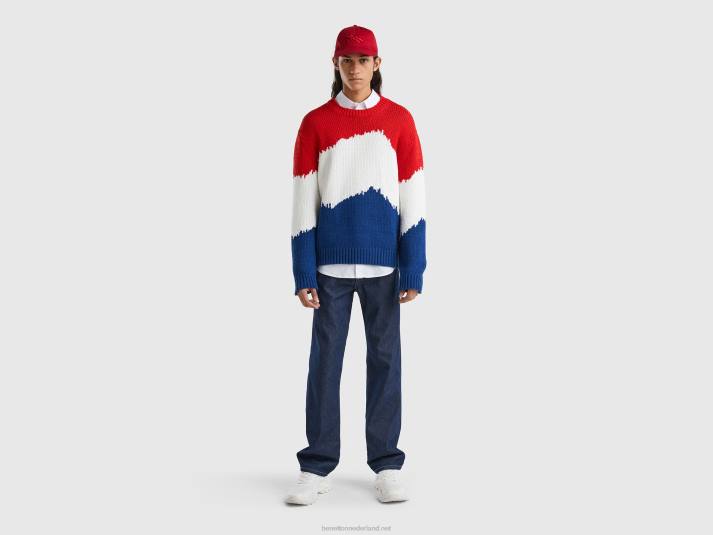 Heren Benetton colourblock trui rood 4R624376