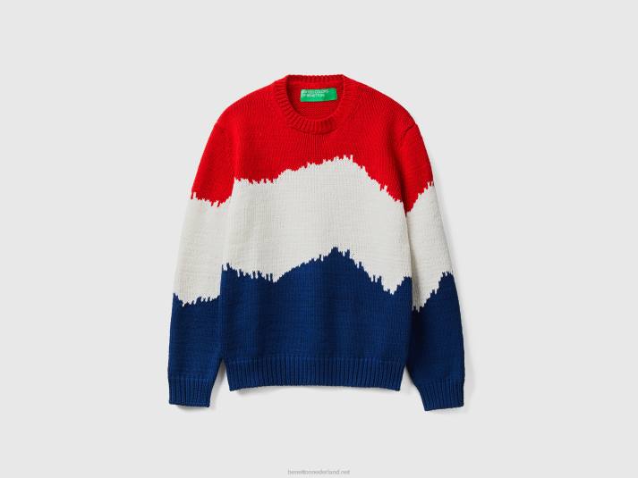 Heren Benetton colourblock trui rood 4R624376