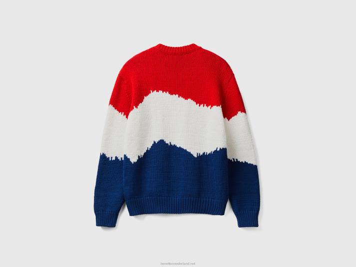 Heren Benetton colourblock trui rood 4R624376