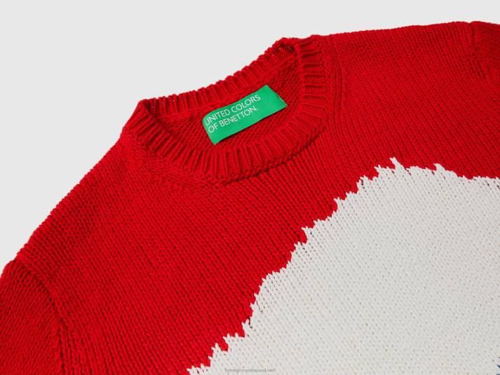 Heren Benetton colourblock trui rood 4R624376