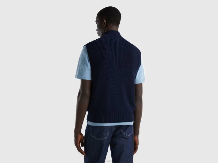 Heren Benetton coltrui met ritssluiting donkerblauw 4R621126