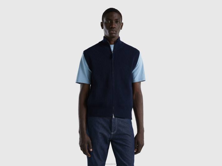 Heren Benetton coltrui met ritssluiting donkerblauw 4R624386