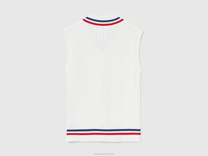 Heren Benetton crèmewit vest van puur katoen romig wit 4R621114