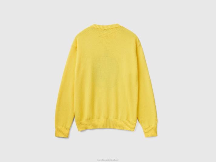 Heren Benetton gele trui met appel inleg geel 4R624406