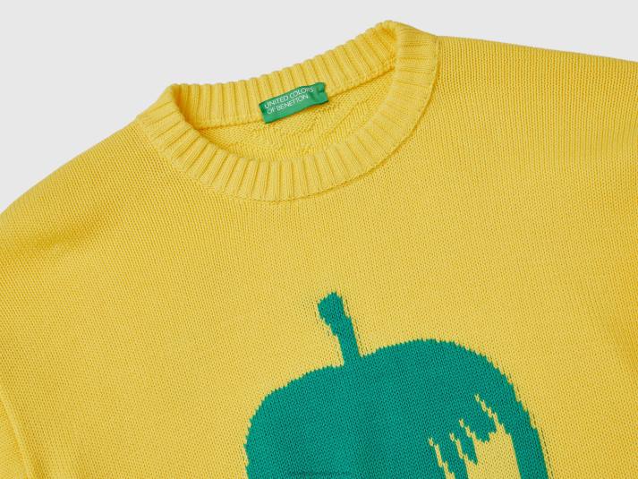 Heren Benetton gele trui met appel inleg geel 4R624406