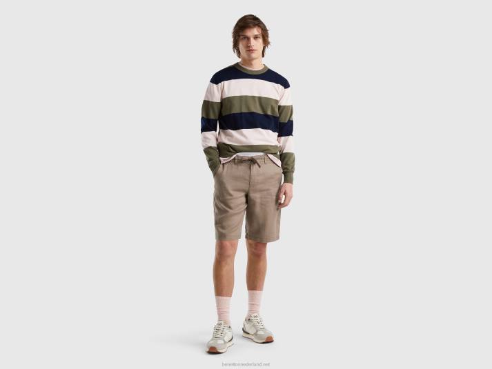 Heren Benetton gestreepte trui van 100% katoen groente 4R624373