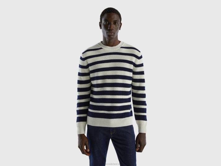 Heren Benetton gestreepte trui van wolmix zwart 4R621119