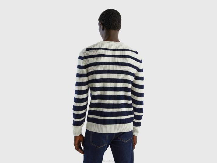Heren Benetton gestreepte trui van wolmix zwart 4R624365