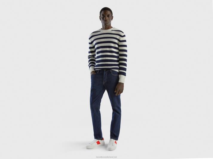 Heren Benetton gestreepte trui van wolmix zwart 4R624365