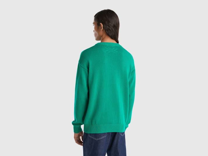 Heren Benetton groene trui met peren inleg groente 4R621128