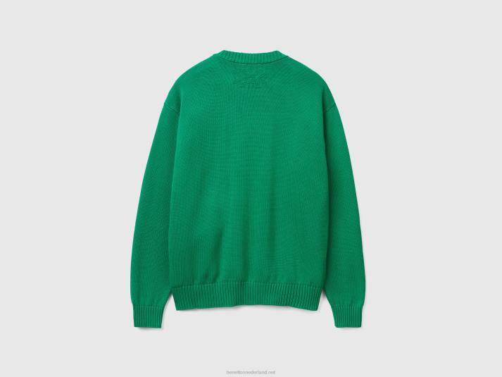 Heren Benetton groene trui met peren inleg groente 4R621128