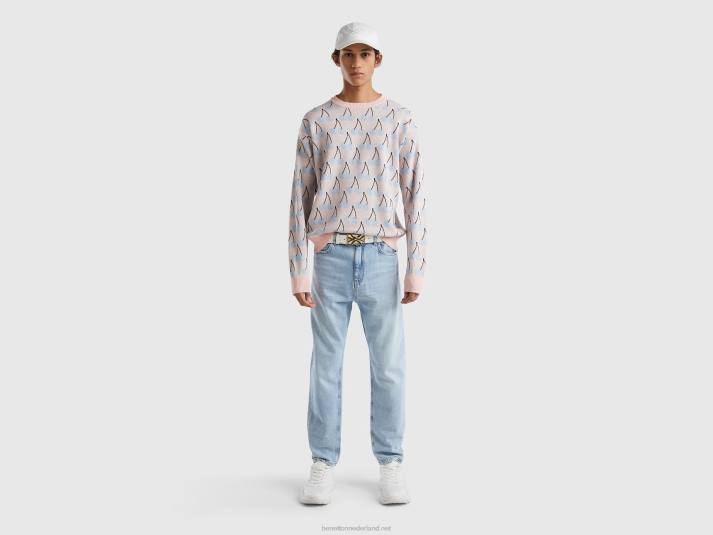 Heren Benetton roze trui met kersenpatroon roze 4R624395