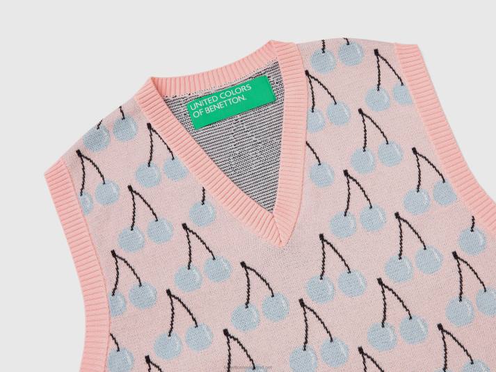 Heren Benetton roze vest met kersenpatroon roze 4R624367
