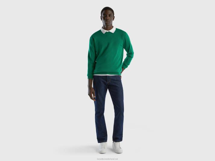 Heren Benetton trui met ronde hals van 100% katoen donkergroen 4R621154