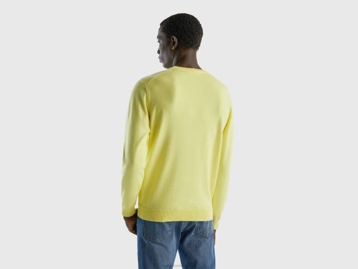 Heren Benetton trui met ronde hals van 100% katoen geel 4R624400