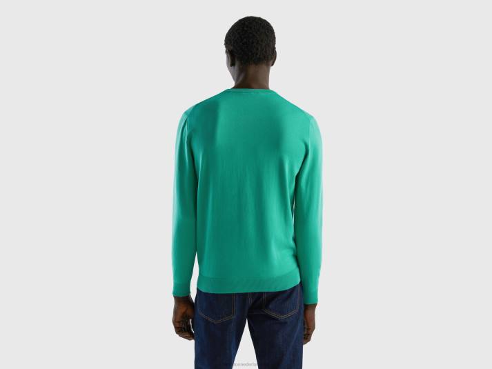 Heren Benetton trui met ronde hals van 100% katoen groente 4R621152