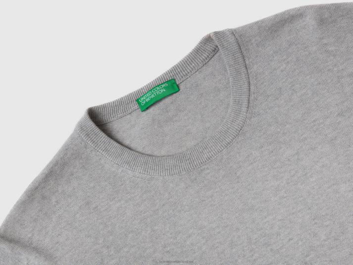 Heren Benetton trui met ronde hals van 100% katoen lichtgrijs 4R621168