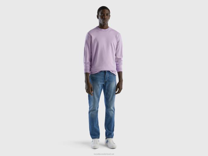 Heren Benetton trui met ronde hals van 100% katoen lila 4R624412