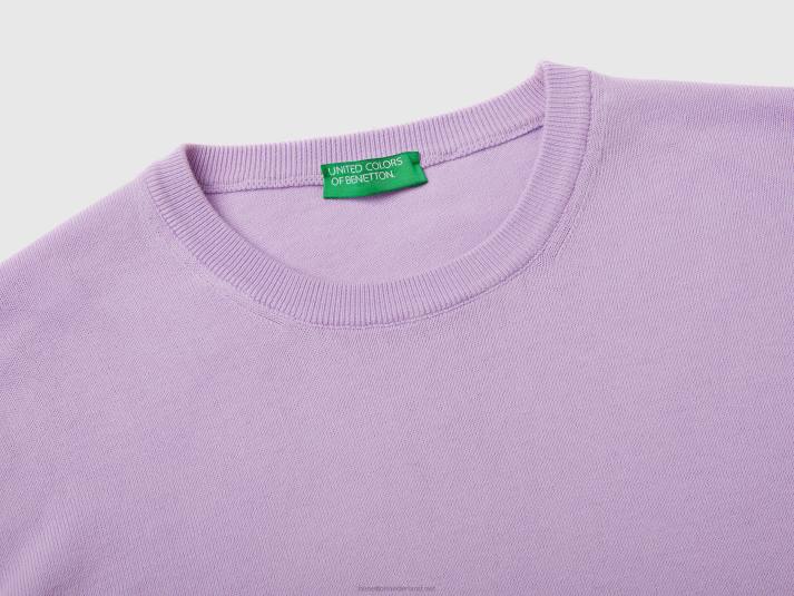 Heren Benetton trui met ronde hals van 100% katoen lila 4R624412