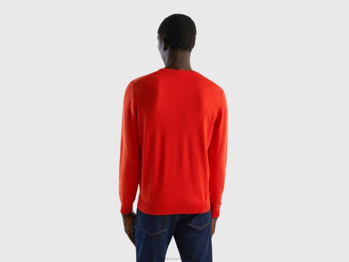 Heren Benetton trui met ronde hals van 100% katoen rood 4R624366