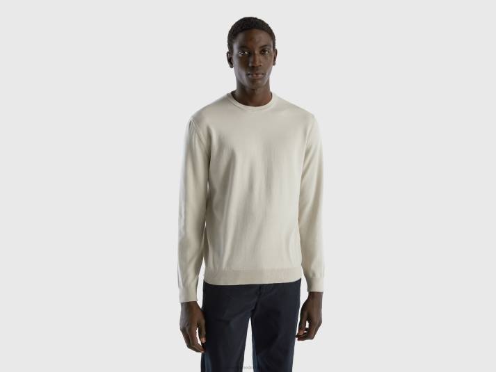 Heren Benetton trui met ronde hals van 100% katoen wit 4R621145