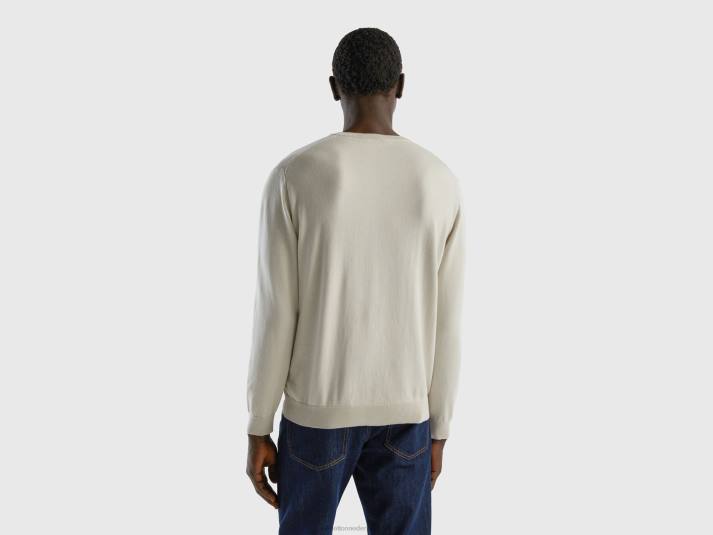 Heren Benetton trui met v-hals van zuiver katoen wit 4R624389