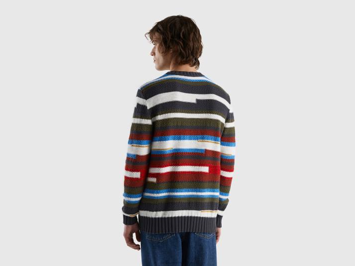 Heren Benetton trui met veelkleurige strepen veelkleurig 4R621112