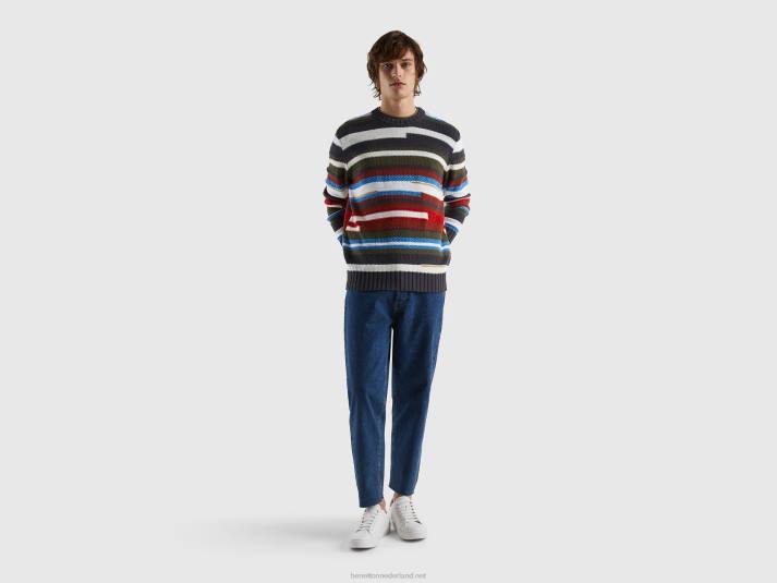 Heren Benetton trui met veelkleurige strepen veelkleurig 4R621112
