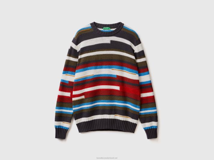Heren Benetton trui met veelkleurige strepen veelkleurig 4R621112
