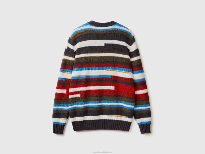 Heren Benetton trui met veelkleurige strepen veelkleurig 4R621112