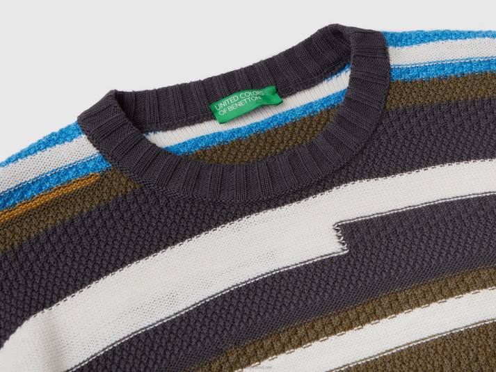 Heren Benetton trui met veelkleurige strepen veelkleurig 4R621112