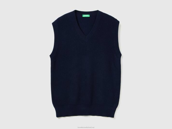 Heren Benetton vest van puur katoen donkerblauw 4R621147