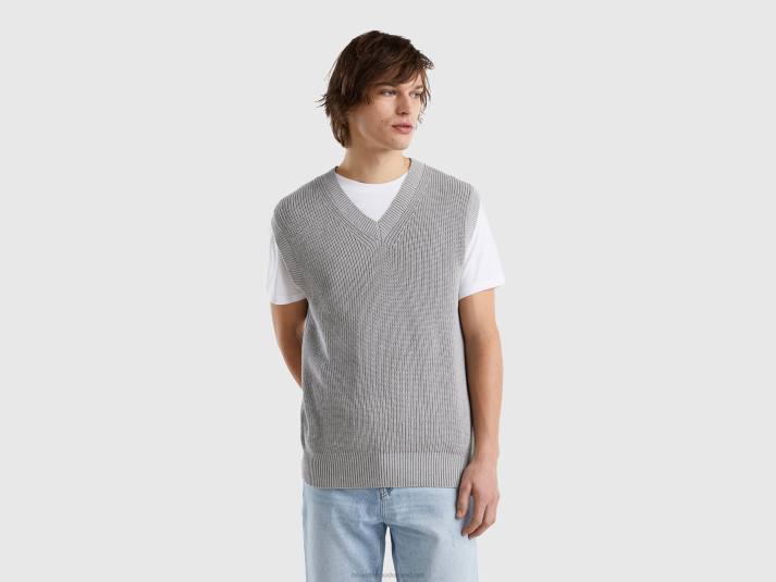 Heren Benetton vest van puur katoen lichtgrijs 4R621146