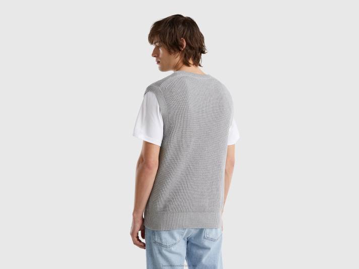 Heren Benetton vest van puur katoen lichtgrijs 4R621146